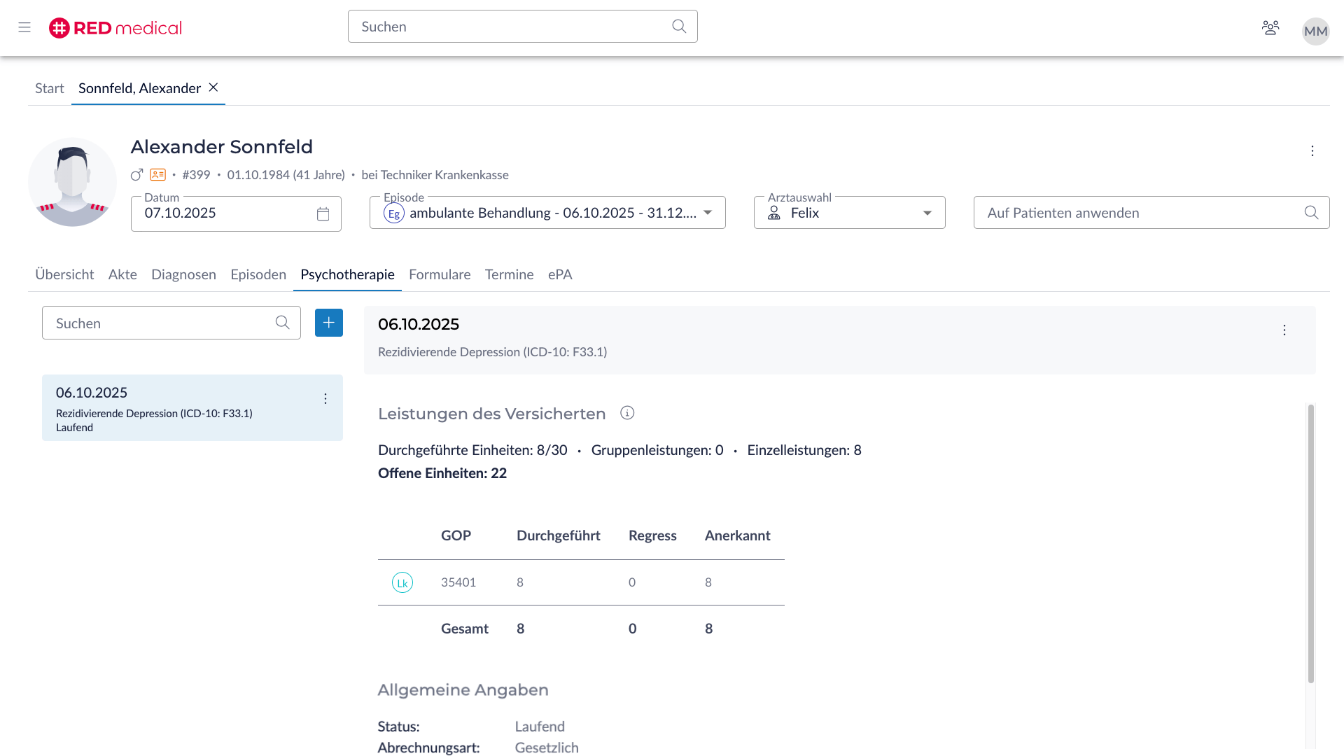 Bewilligungen und Kontingente in RED medical